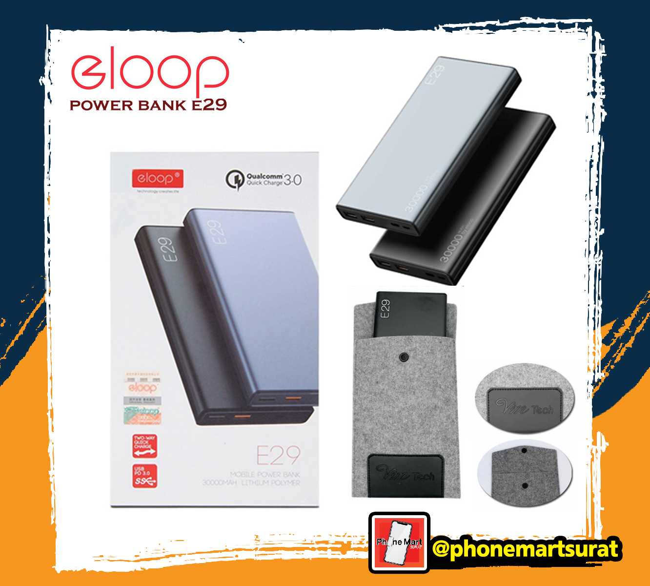 แบตสำรอง 30000mAh Power Bank Eloop E29