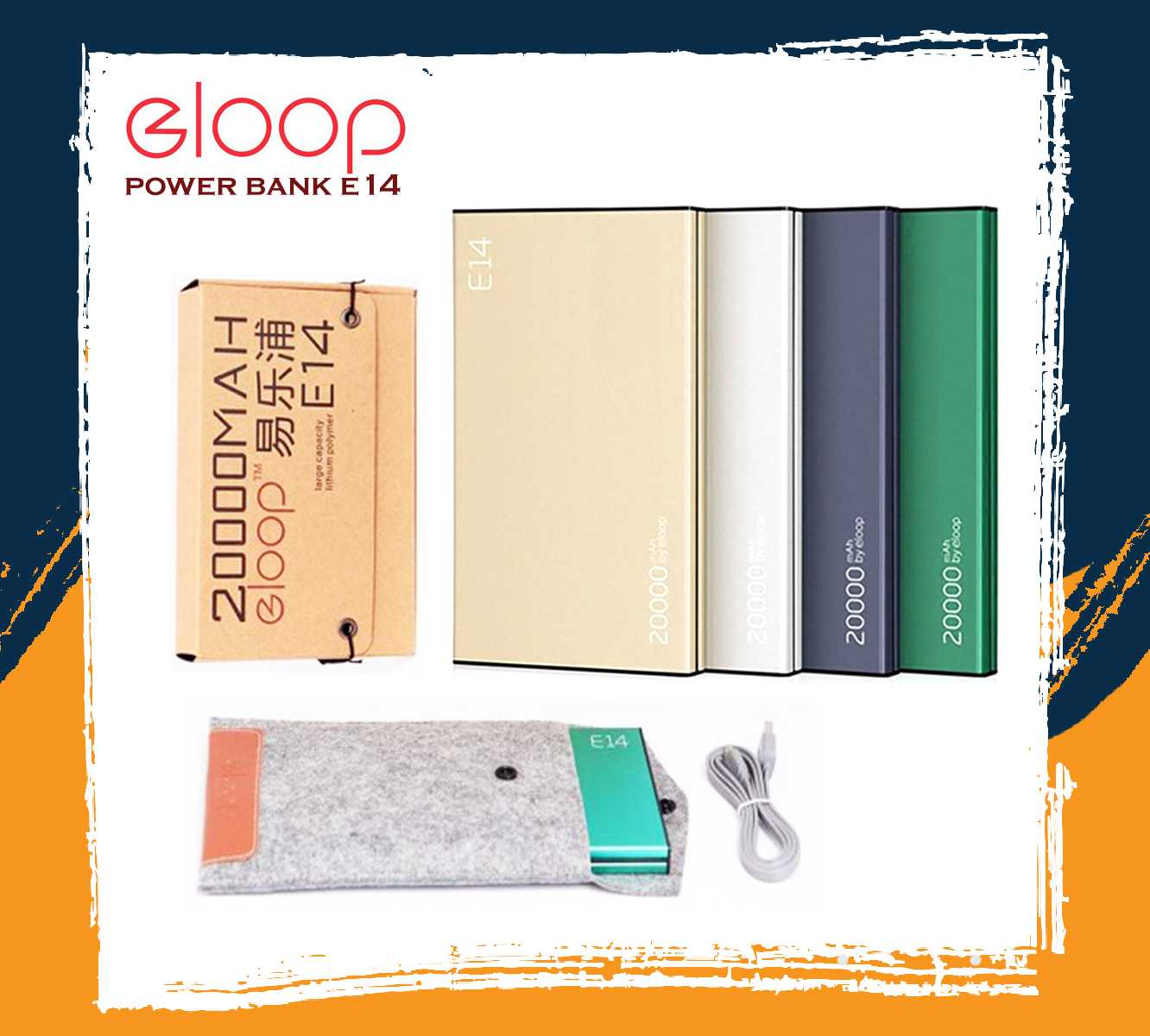 แบตสำรอง 20000mAh Power Bank Eloop E14