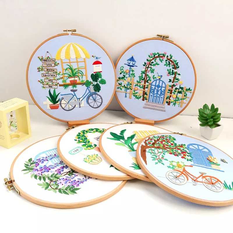 DIY Embroidery Kit ชุดปักผ้าขนาด 23cm.ฟรีอุปกรณ์/คู่มือภาษาอังกฤษ สะดึง 23cm.