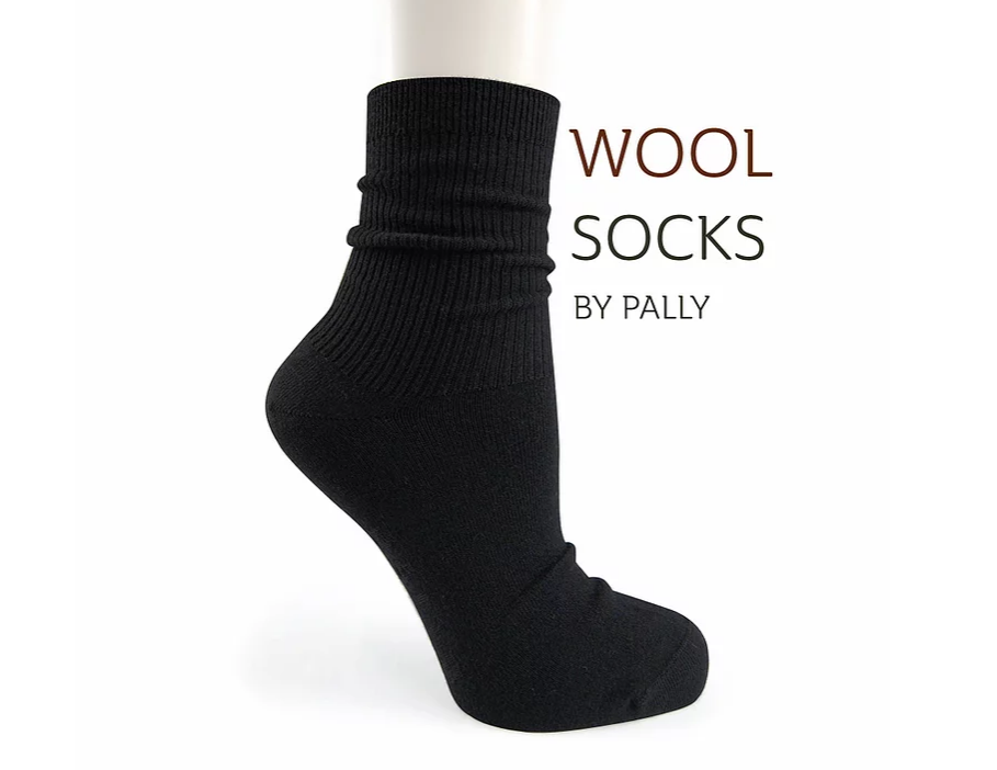 Pally ถุงเท้ากันหนาว Thermocool Wool ไร้ตะเข็บ ลายริ้ว สีล้วน