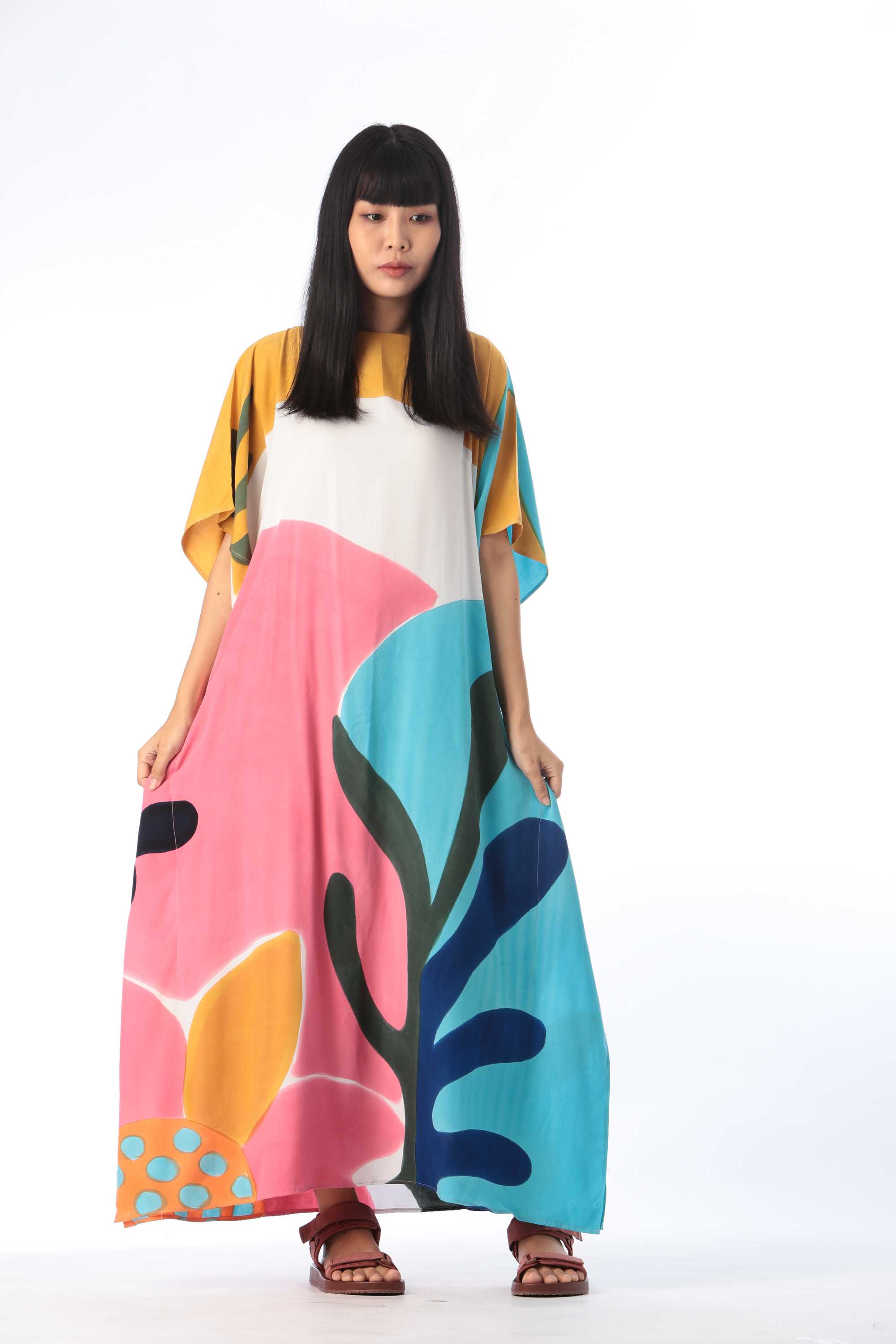 (Pre-order) Kaftan Cotton Silk Hand Paint คาฟทานคอตต้อนซิลล์แฮนด์เพ้นท์