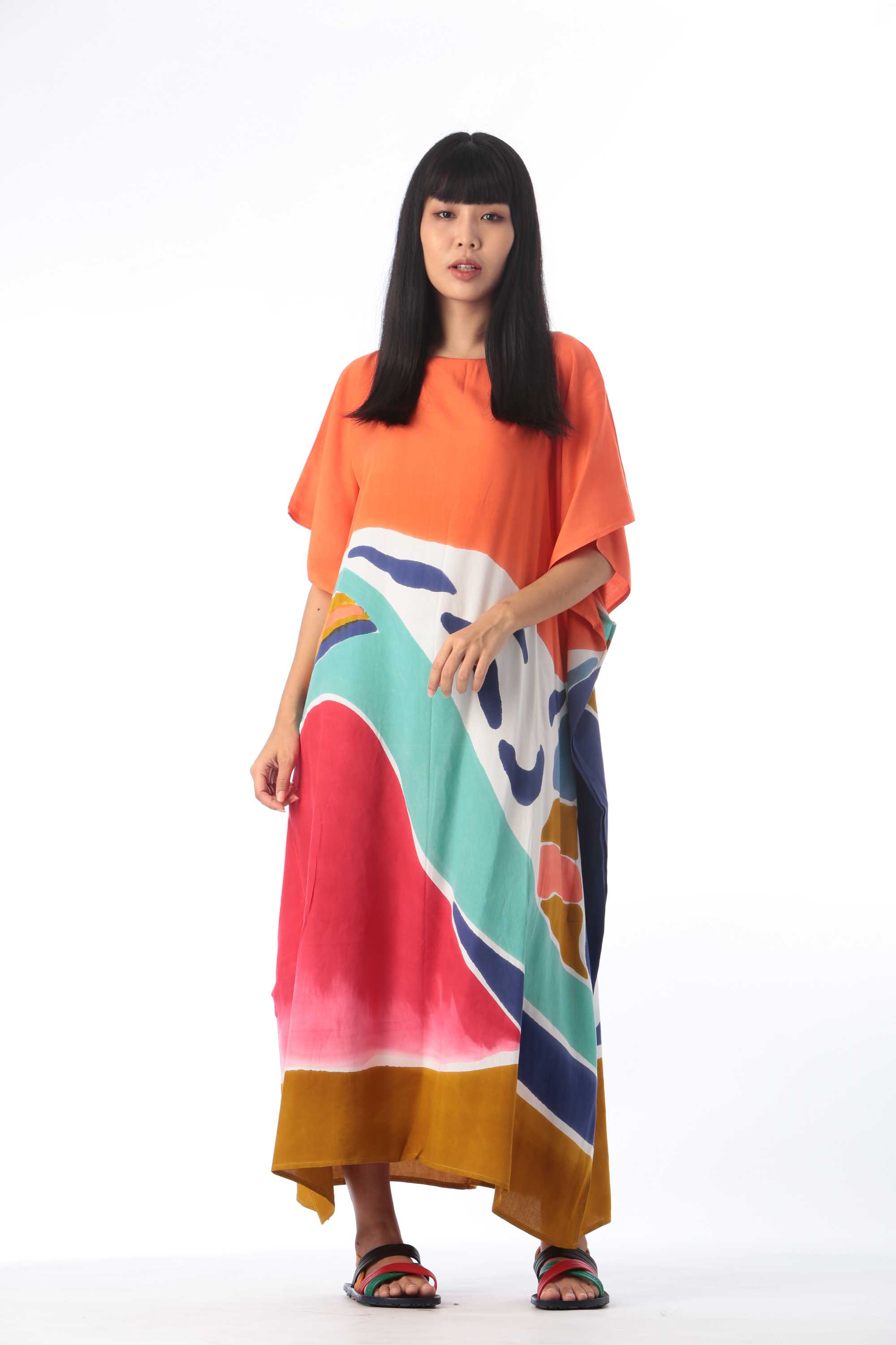 (Pre-order)  Kaftan Cotton Rayon Hand Paint คาฟทานคอตต้อนเรยอนแฮนด์เพ้นท์