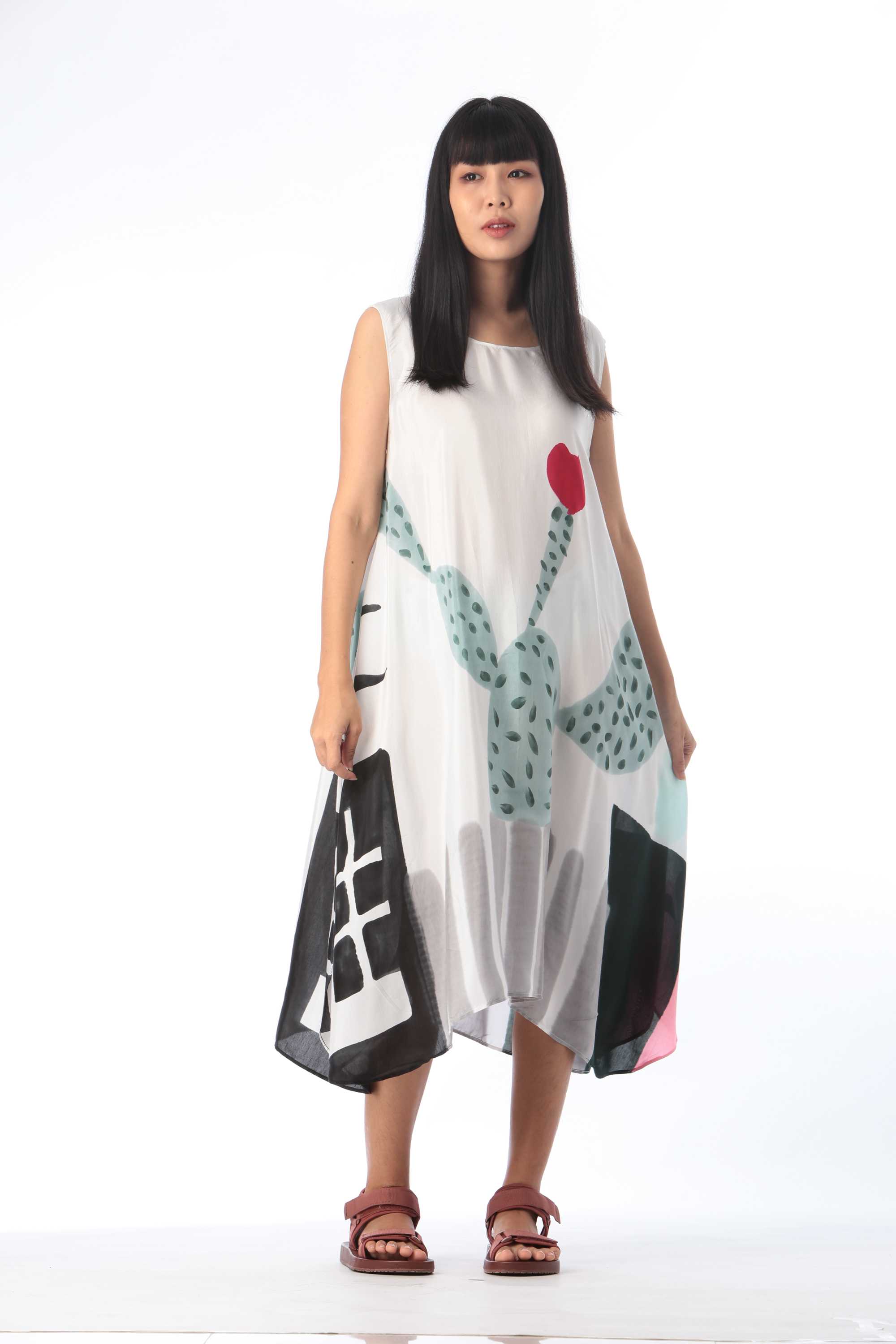 (Pre-Order)Sac Sleeveless Dress Cotton Silk Hand paint