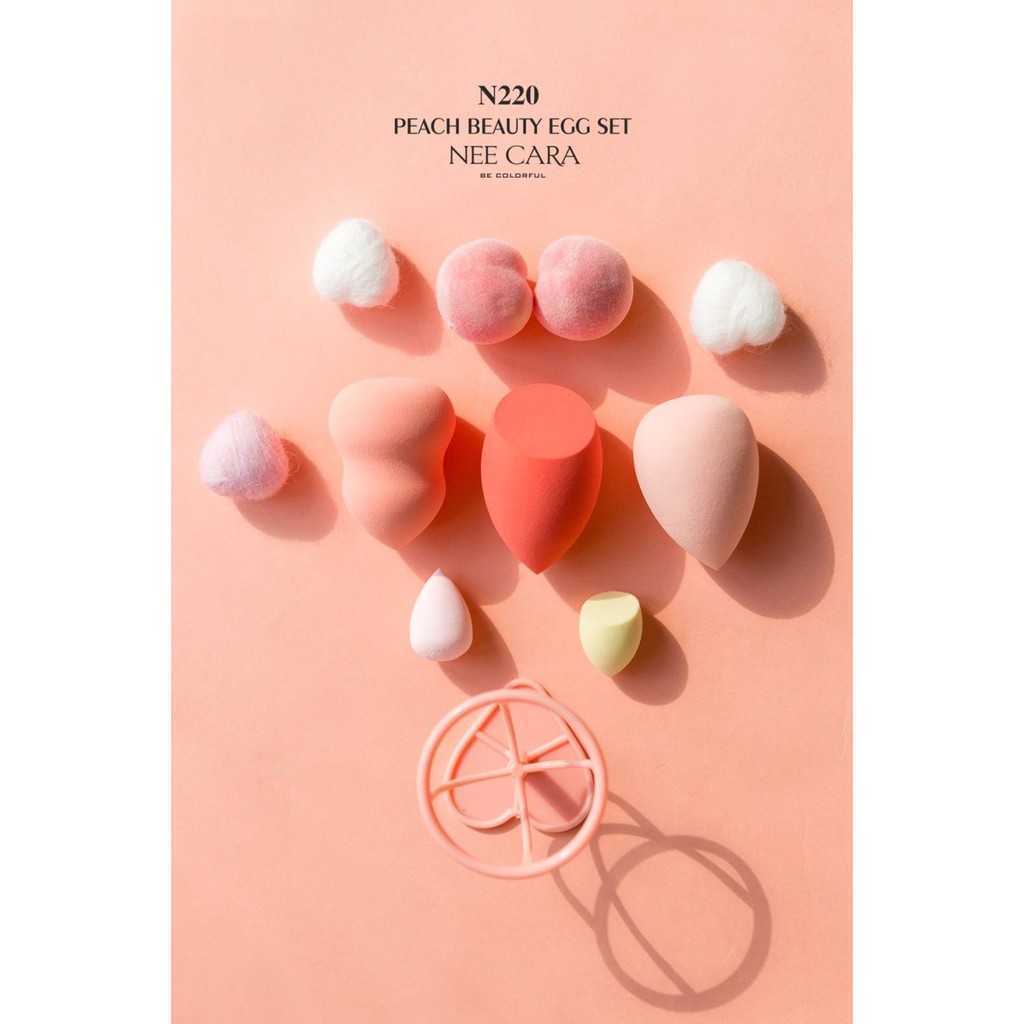พัฟฟองน้ำแต่งหน้า เซ็ตสีพีช 5 ชิ้น NEE CARA PEACHES BEAUTY BLENDER SPONGE PUFF #N220