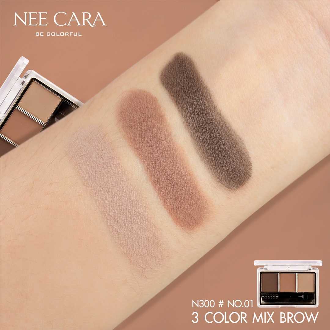 พาเลทคิ้วเนื้อฝุ่น 3 ช่อง คิ้วฝุ่น NEE CARA 3 COLOR MIX BROW POWDER #N300