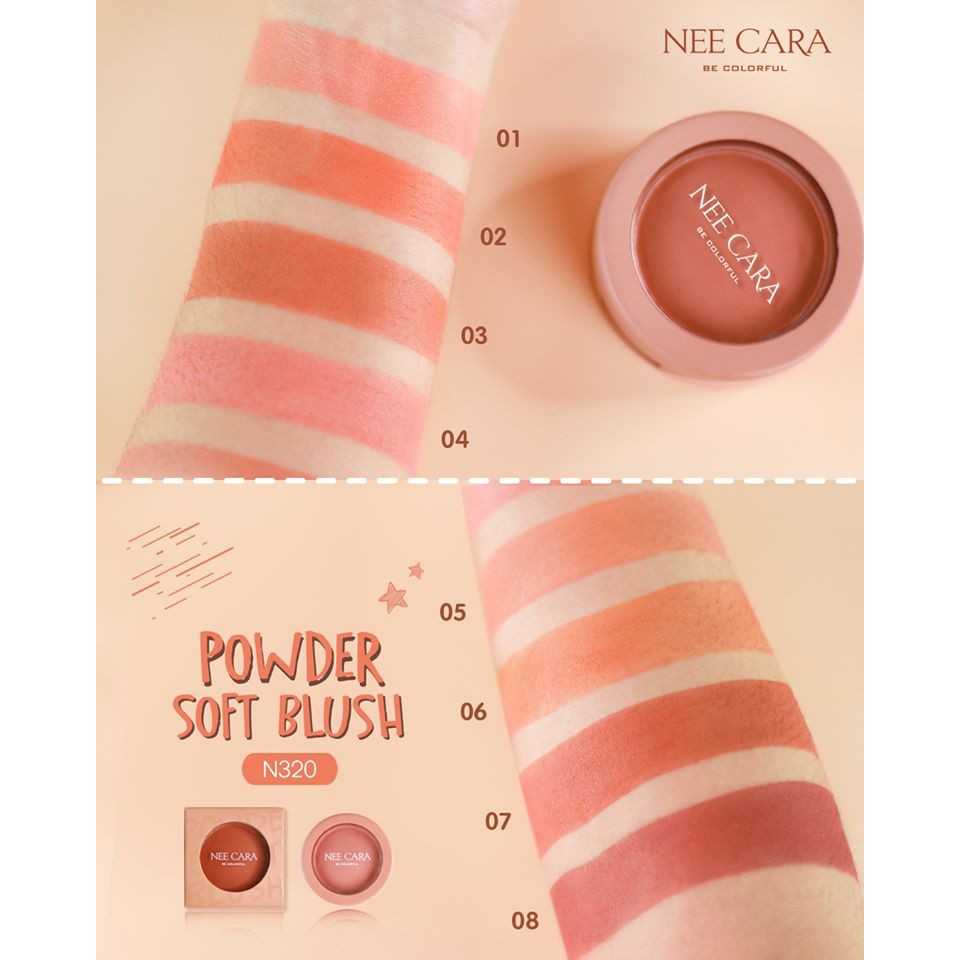 บลัชออน ปัดแก้ม เนื้อฝุ่น เกลี่ยง่าย NEE CARA POWDER SOFT BLUSH #N320