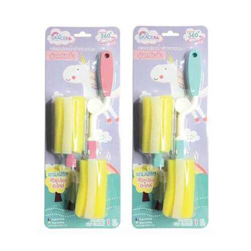 Grace Kids แปรงล้างขวดนมคาร์เนชั่นฟองน้ำ คละสี