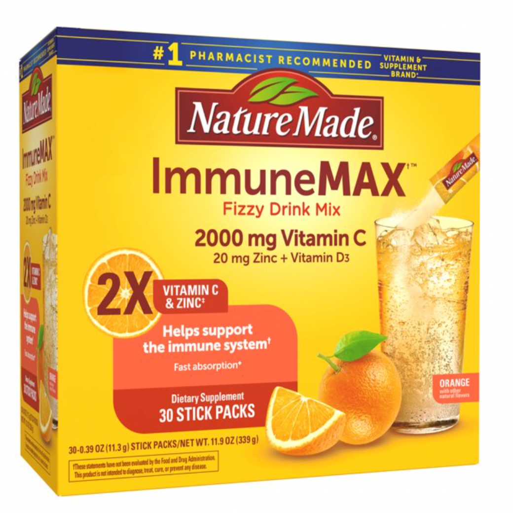 วิตามินซีแบบผงสำหรับชง 30 ซอง Nature Made Immune MAX 2000 mg Vitamin C
