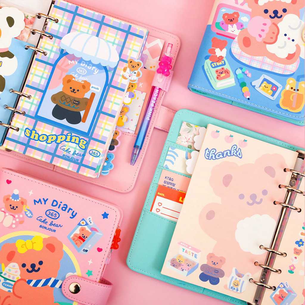 [เซ็ต] แพลนเนอร์ My Diary 365 🐻 Cake Bear Planner Set PU BT Diary Notebook A6 mimisplan