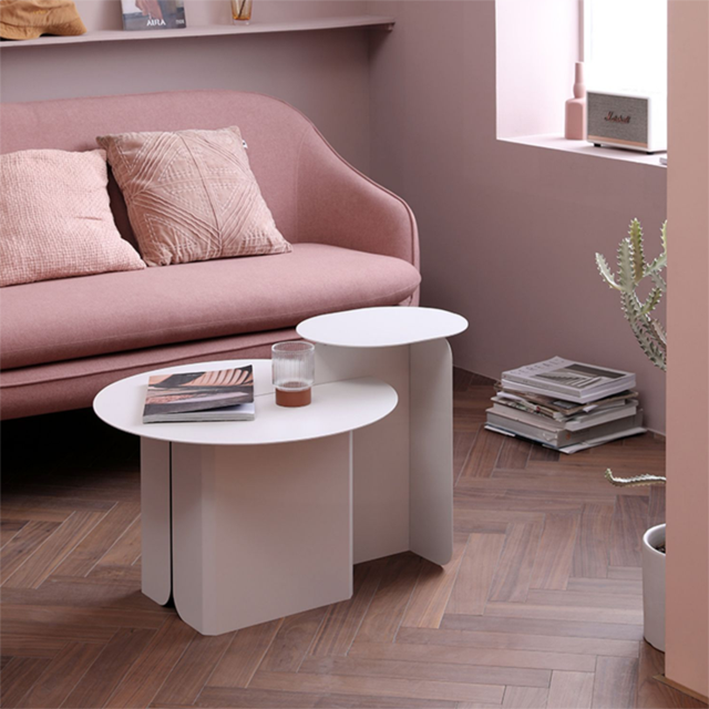 Pure White Coffee Table Set - ชุดโต๊ะกลางดีไซน์สีขาว