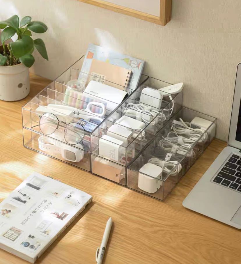 📍พร้อมส่ง : กล่องอะคริลิกเก็บสายชาร์จสายไฟ