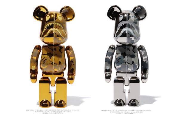 Bearbrick Bape 1st Camo Shark (Gold & Silver) 200%