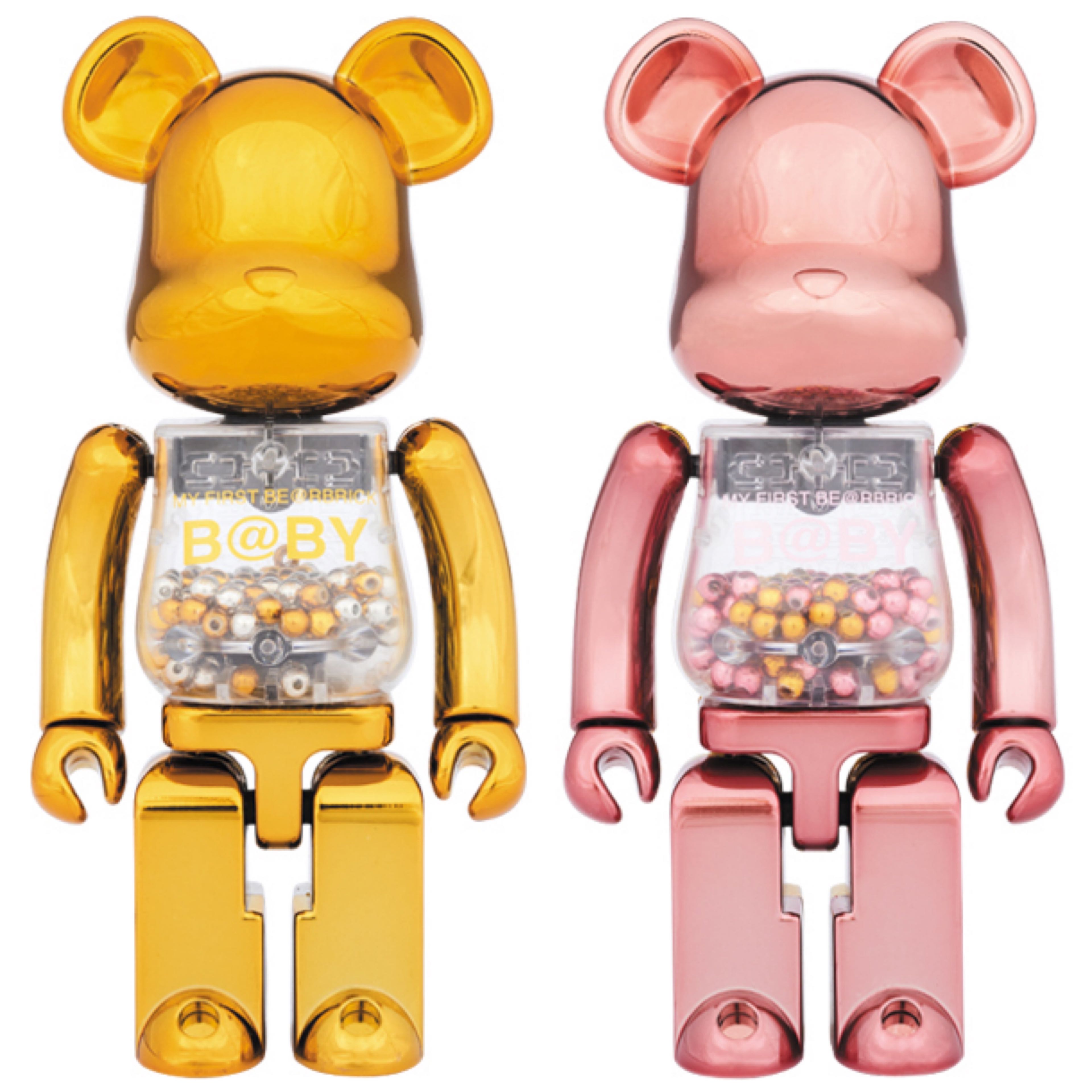 Bearbrick My First B@by Pink Gold & Gold Silver 200%