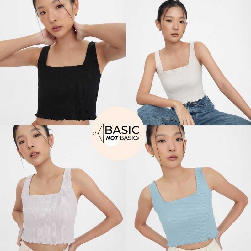 Basicnotbasics - Pastry top เสื้อกล้ามคอเหลี่ยม ปลายหยัก เสื้อกล้าม