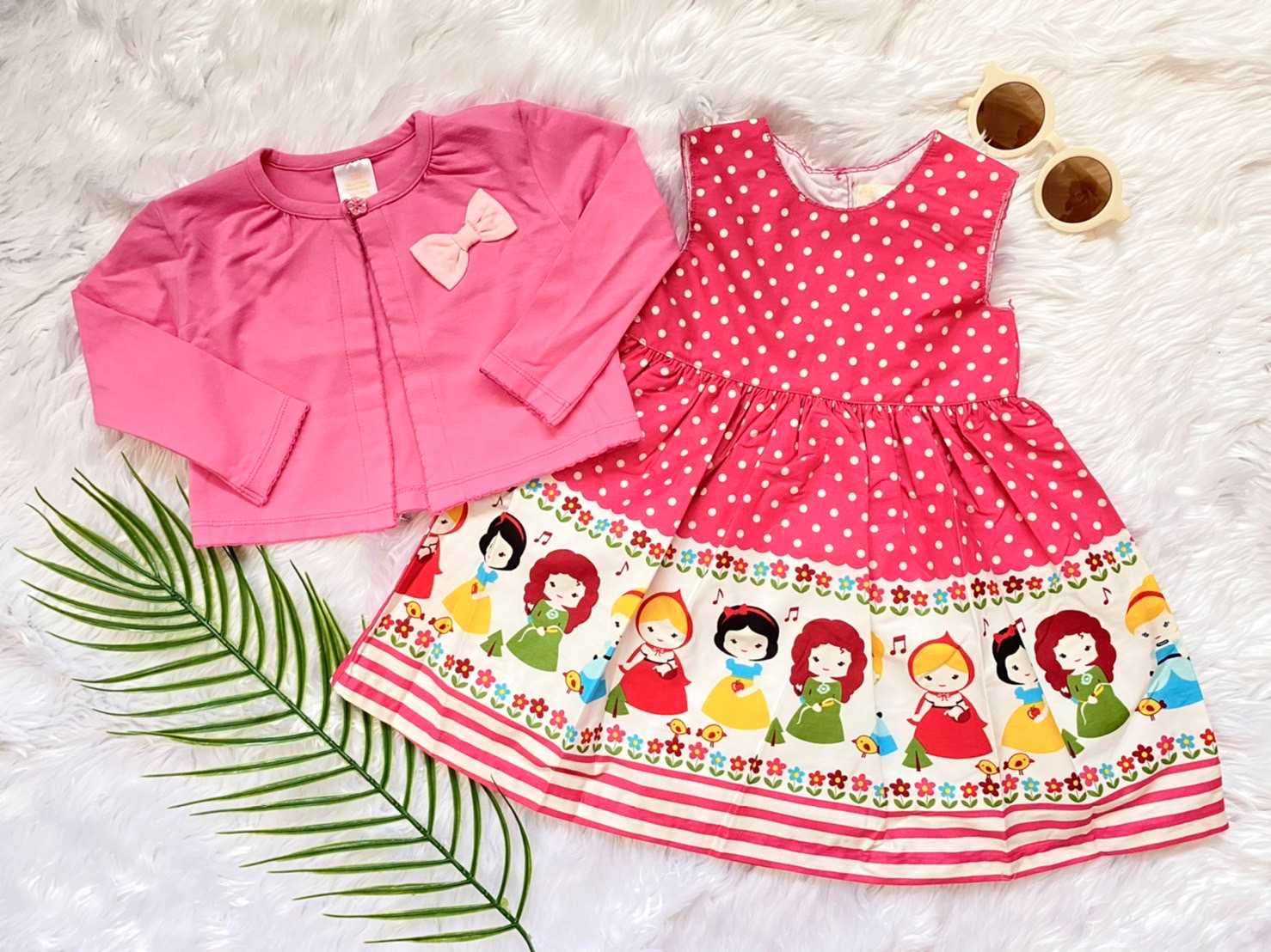 ( DS0024 ) เสื้อผ้าเด็กผู้หญิง ชุดเด็ก ชุดเดรสเด็กผู้หญิง เสื้อคลุม ลายเจ้าหญิง สีชมพู 12-18-24 M.