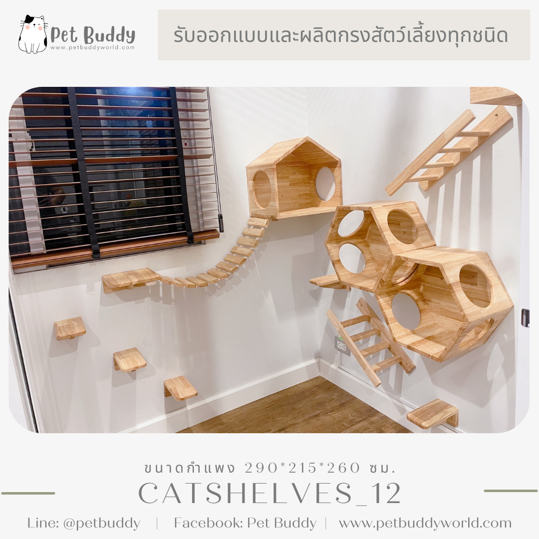 Catshelves_12 ชั้นแมวติดผนัง (แบบชุด)