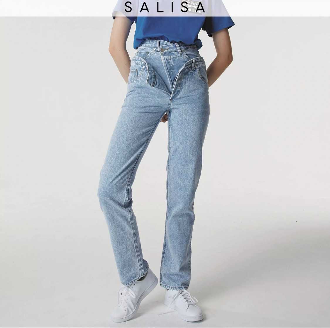 JEANS Double Overlap Bleach Blue
