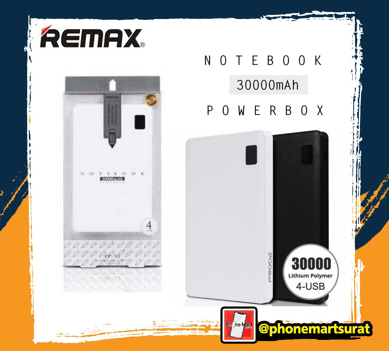 แบตสำรอง  Remax Proda 30000 mAh PowerBank  4 Port รุ่น Notebook