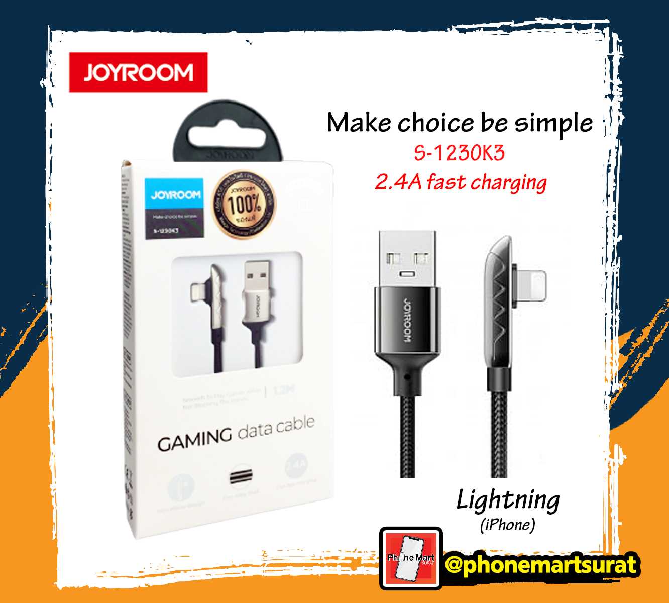 สายชาร์จ  Joyroom S-123OK3 สายชาร์จสำหรับ เหล่าเกมเมอร์  1.2เมตร
