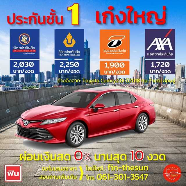 ประกันชั้น 1 เก๋งใหญ่ ผ่อนได้ 0%นานสุด 10 งวด ไม่ต้องใช้บัตรเครดิต