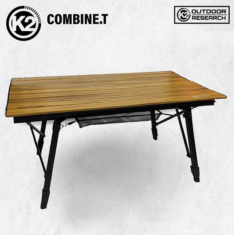 โต๊ะพับ K2 Combine.T โต๊ะพับได้ โต๊ะสนาม โครงเหล็ก หน้าอลูฯ ลายไม้ [PKOD]