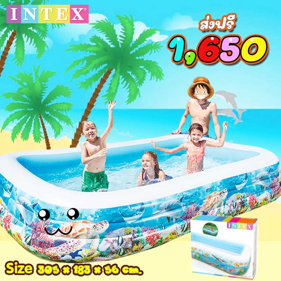 สระน้ำ สระน้ำเป่าลม สระน้ำ ส่งฟรี สระ3เมตรลายปลา intex ((ทักไลน์ก่อนสังซื้อ เพื่อเช็คสต็อก))