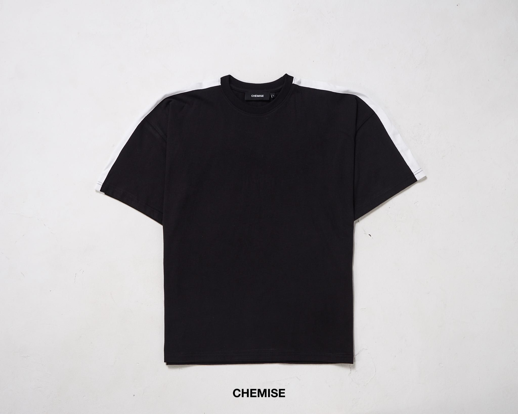 Black with White Strap Oversized T-Shirt