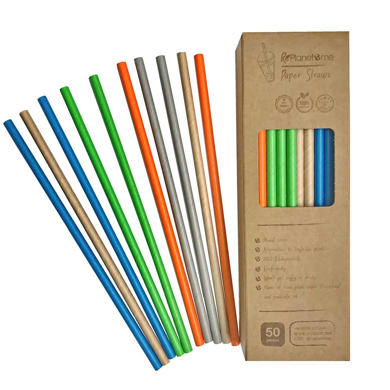 Rainbow Paper Straw Travel Pack (หลอดกระดาษสีรุ้งชุดเดินทาง)