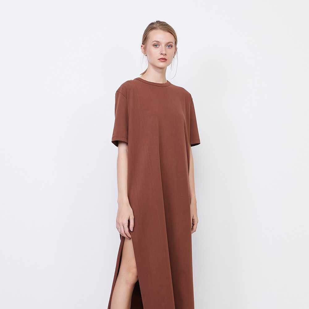 picht Lake Dress - เดรสแขนสั้น ผ่าข้าง ผ้า Cotton suede (LuxeLounge Collection)