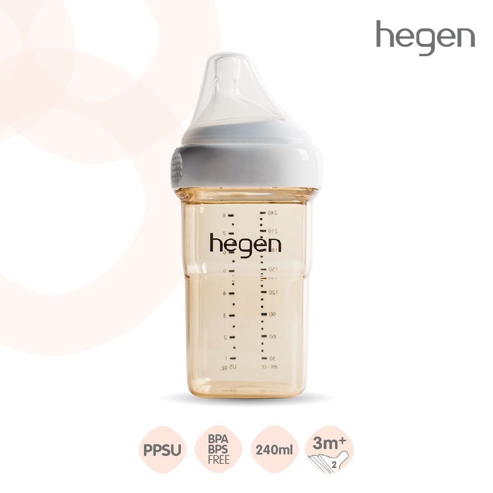 ขวดนม Hegen ขนาด 8 ออนซ์ / 240 มล. พร้อมจุกนม Medium Flow น้ำนมไหลปานกลาง