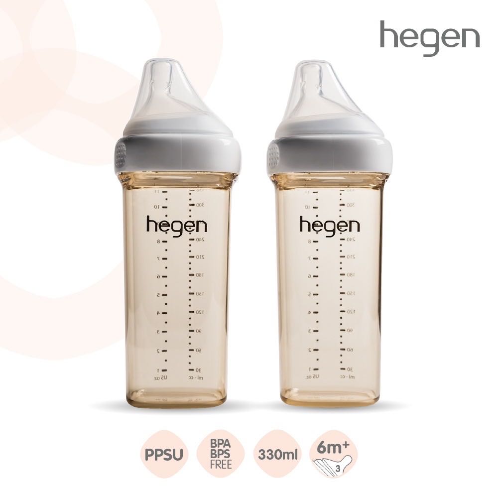 ขวดนม Hegen ขนาด 11 ออนซ์ / 330 มล. [2 ชิ้น] พร้อมจุกนม Fast Flow น้ำนมไหลเร็ว