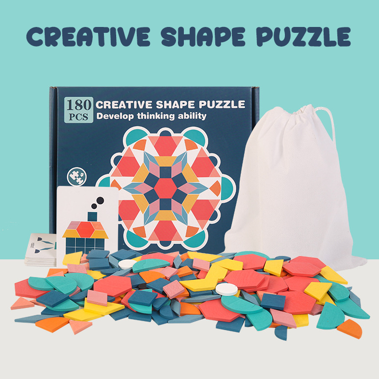 ของเล่นไม้ Creative Shape Puzzle | ของเล่นพัฒนาทักษะการคิด ของเล่น มอนเตสซอรี่ Montessori
