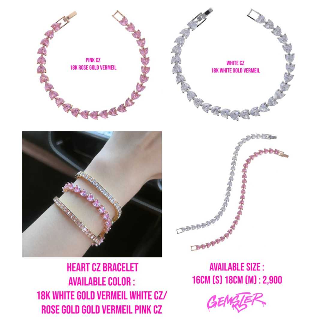 [พร้อมส่ง] Heart Cz Bracelet (2 setting)