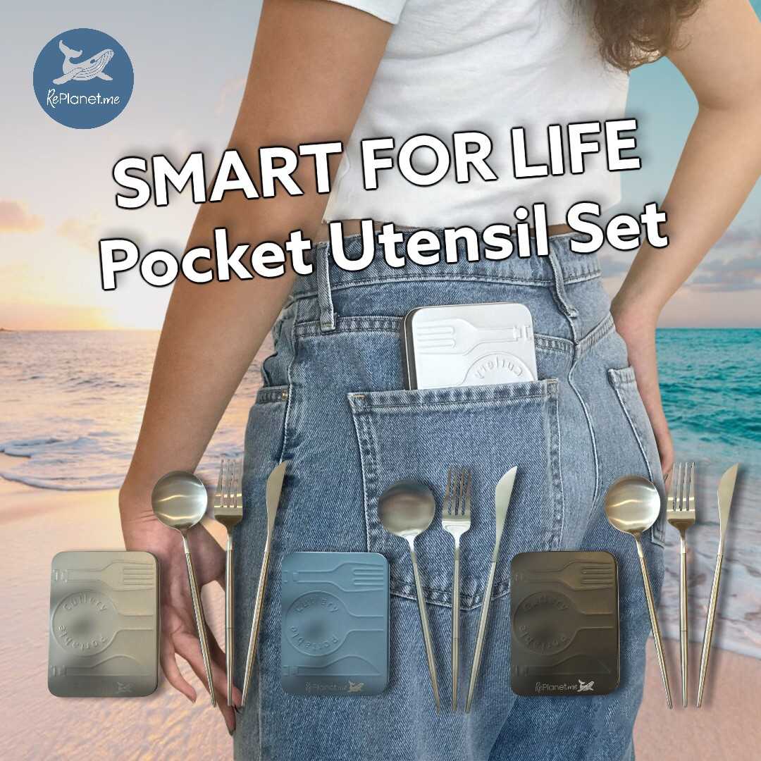 SMART FOR LIFE - SILVER Pocket Utensil Set (ช้อนส้อมสแตนเลส - สีเงิน)