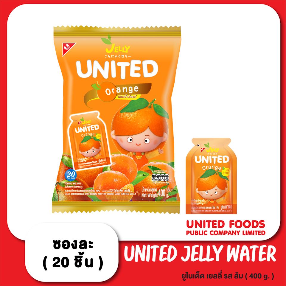 ยูไนเต็ด เยลลี่ รสส้ม 400 g. 1x12x20