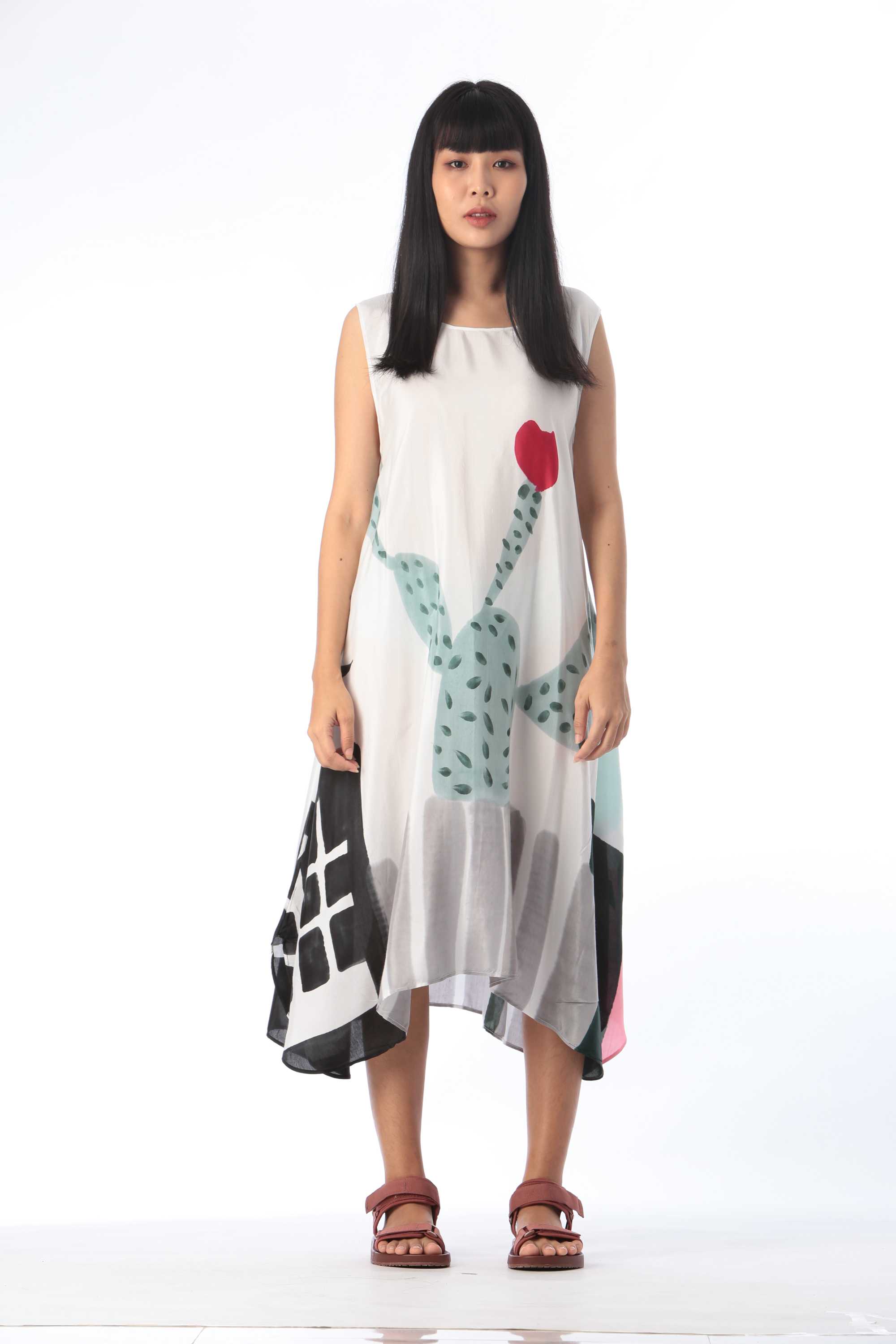 (Pre-Order)Sac Sleeveless Dress Cotton Silk Hand paint