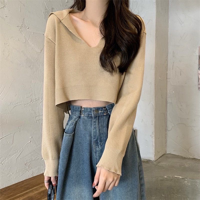 V-neck crop top knit (flash)