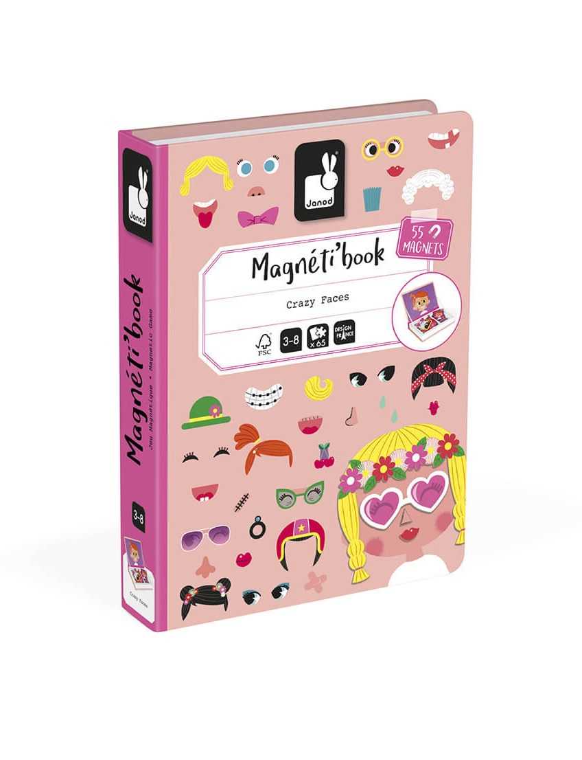 ของเล่นเด็ก 3-8 ปี สมุดแม่เหล็ก JANOD Magneti'Book, Crazy Faces (LearningWebThai ตัวแทนหลักในไทย)