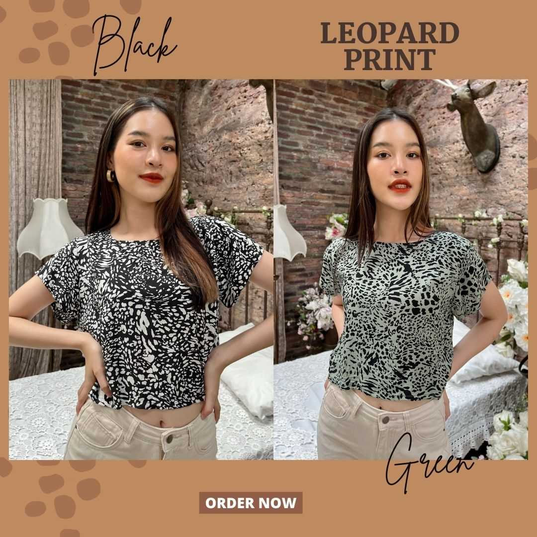 เสื้อเเขนสั้นลาย Snow leopard 2สี