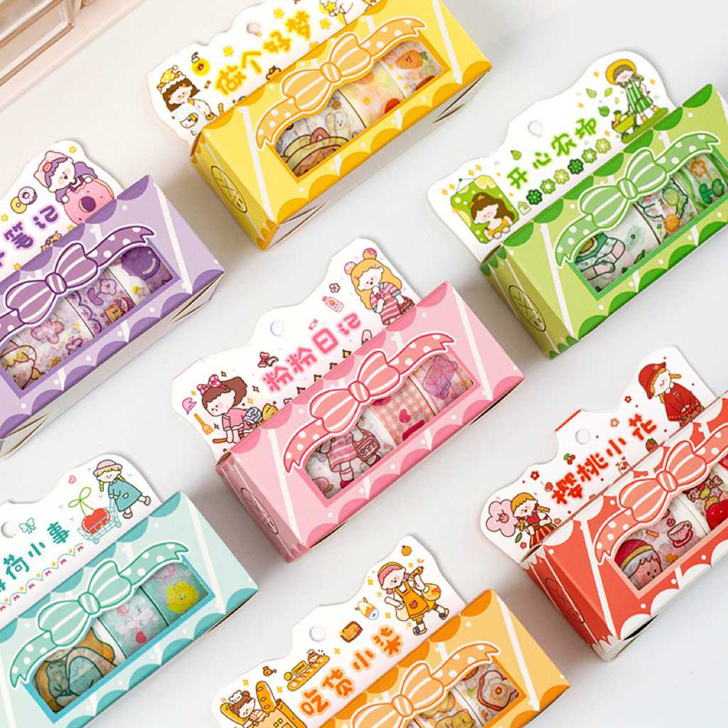 เทปตกแต่ง Colorful Day 🎨 เซ็ต 5 ม้วน Masking Tape Set MT DIY Washi เทปวาชิ เทปกาว mimisplan