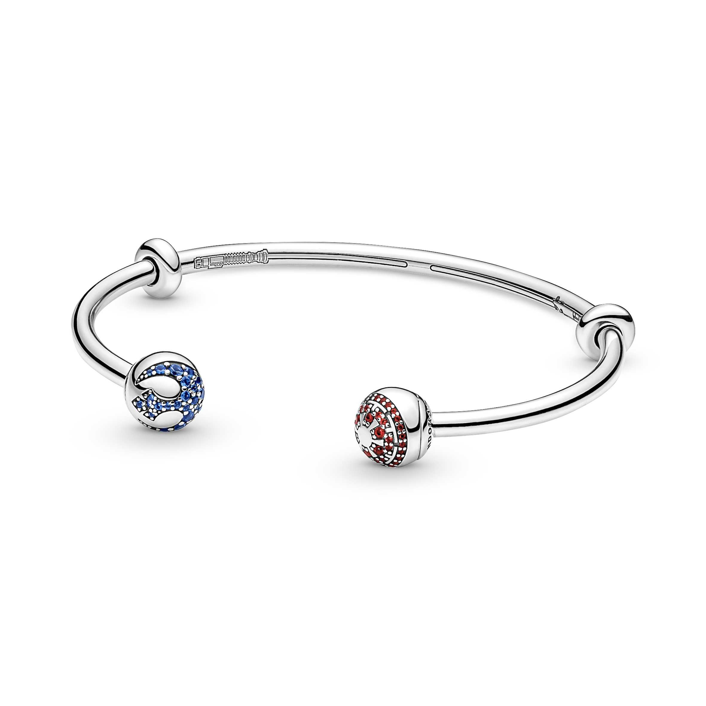 Pandora Moments Star Wars Light & Dark Side Logo Open Bangle