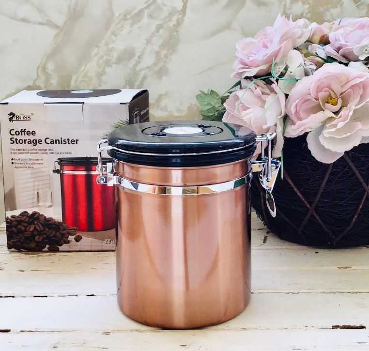 ZBOSS โถใส่เมล็ดกาแฟสแตนเลส สูญกาศ กันความชื้น ZB-500G สีโรสโกลด์