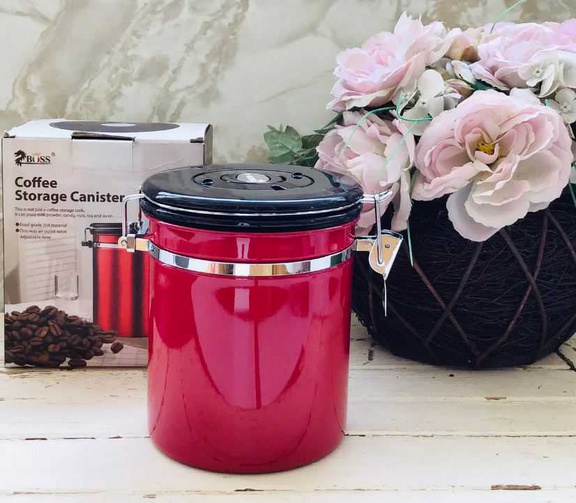 ZBOSS โถใส่เมล็ดกาแฟสแตนเลส สูญกาศ กันความชื้น ZB-500G สีแดง