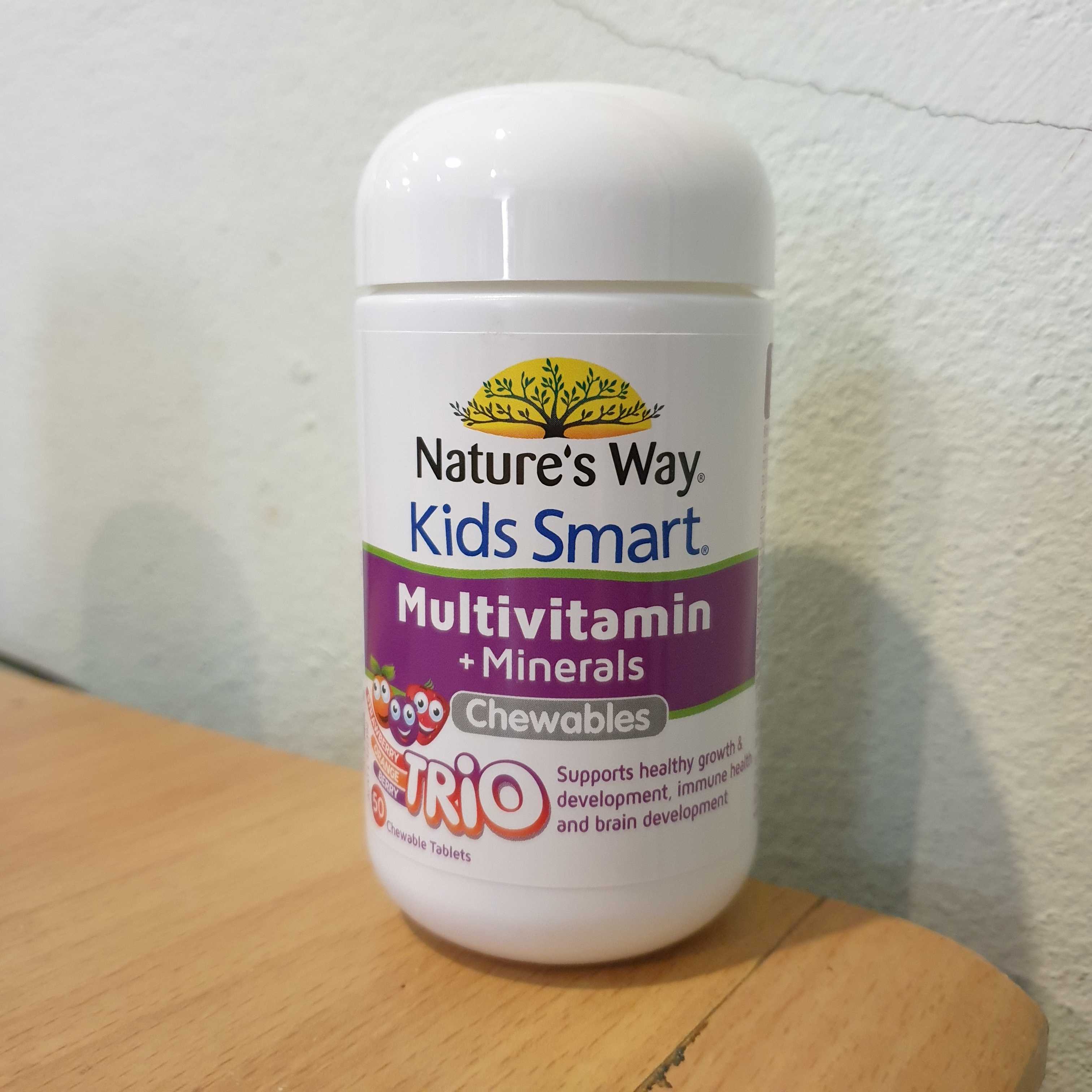 วิตามินรวมผสมแร่ธาตุ Nature's Way Kids Smart Multivitamin + Minerals ,เม็ดเคี้ยว , 50 เม็ด