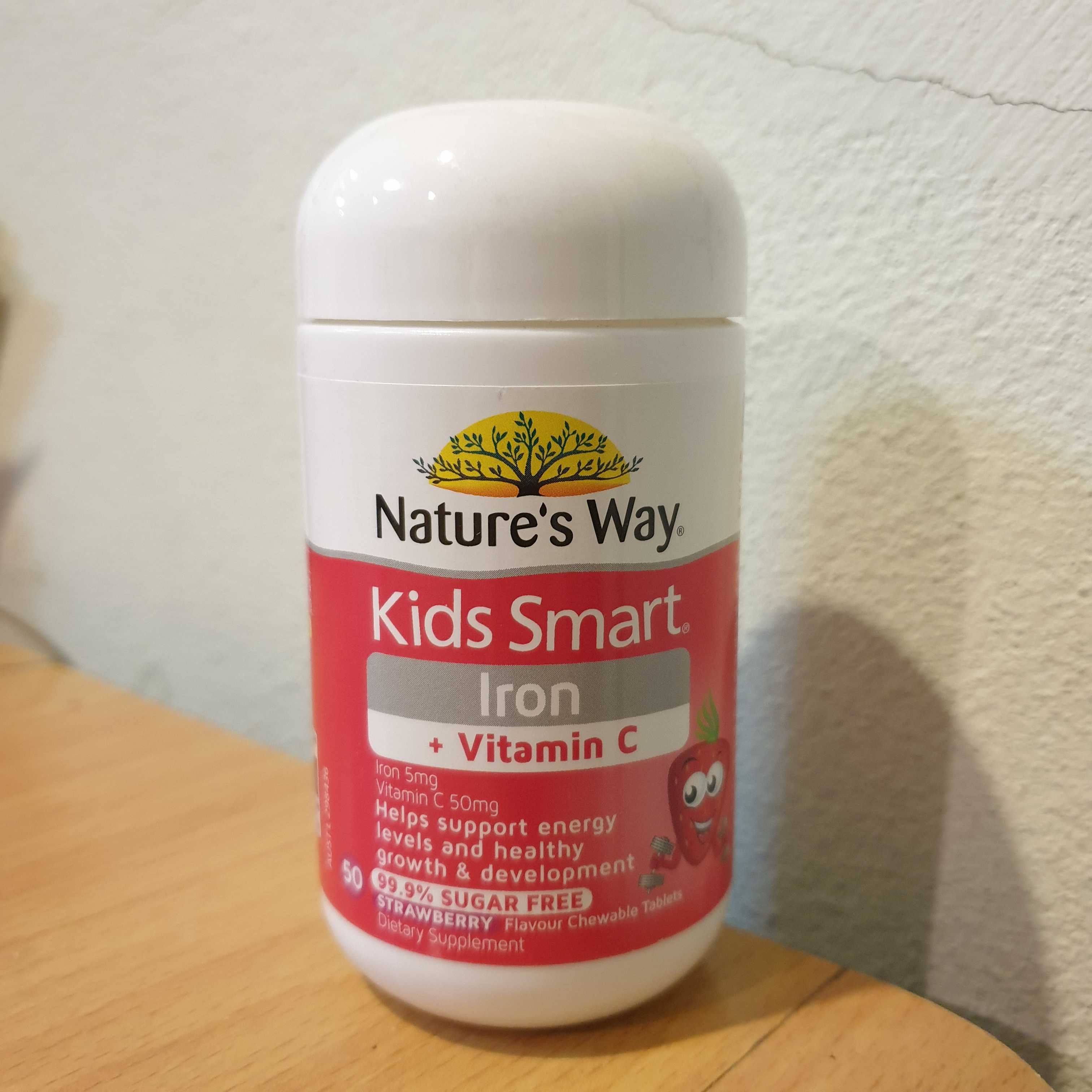วิตามินซีผสมธาตุเหล็ก Nature’s Way Kids Smart Iron + C , เม็ดเคี้ยว , 50 เม็ด , นำเข้าออสเตรเลีย