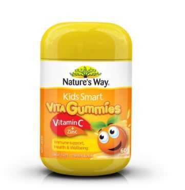 กัมมี่วิตามินซี  Nature's Way Kids Smart Vita Gummies Vitamin C + Zinc , 60 เม็ด , นำเข้าออสเตรเลีย