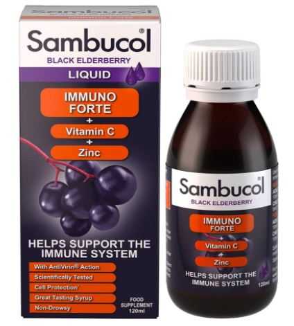 ป้องกันหวัด Sambucol Immuno Forte , black elderberry , 120ml , นำเข้าอังกฤษ