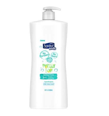 3in1  สระ+อาบ+นวด Suave Kids Purely Fun , Sensitive skin , 828ml , นำเข้าอเมริกา