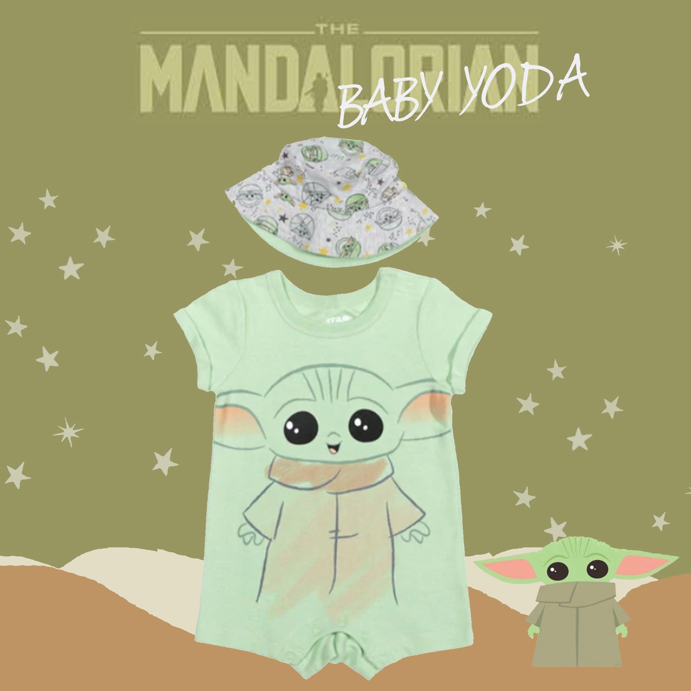Baby Yoda The Mandalorian Star War Romper & Sunhat
