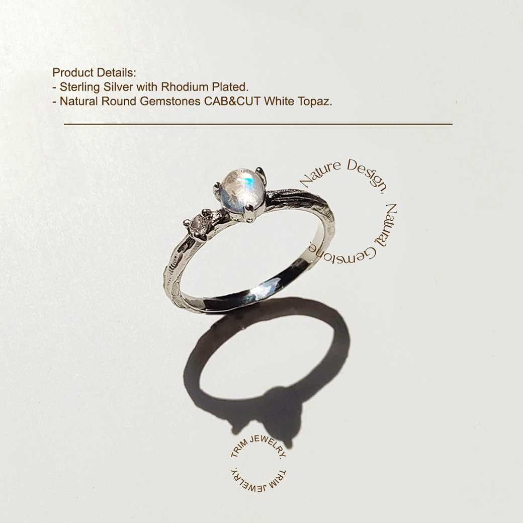 925 Sterling Silver - Twin Moon Gemstones in Rhodium plated